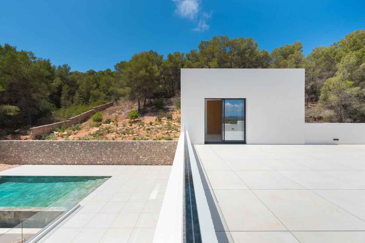 Resa Estates Ibiza for sale newbuilt villa Roca Llisa luxury elevator exterior campo.jpg